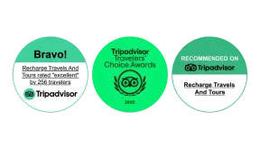 Recharge Travels recommended on TripAdvisor with Travelers Choice award indicators